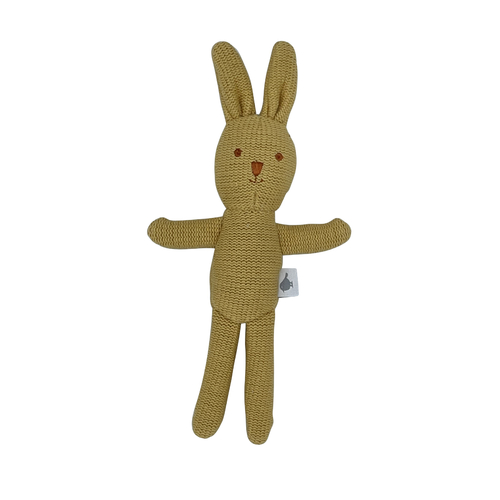 MUSTARD KNITTED BUNNY RATTLE