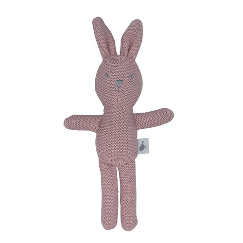 BLUSH KNITTED BUNNY RATTLE