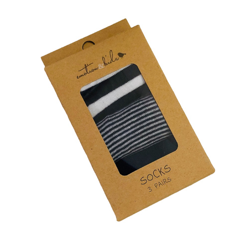 Navy & White Stripe 3 Pack Socks 3-6 months