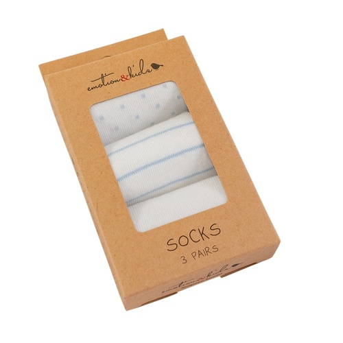 Pale Blue Dots & Stripes Socks 3 Pack 6-12 months