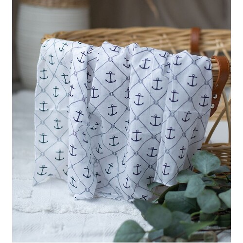 NAVY ANCHOR MUSLIN WRAP