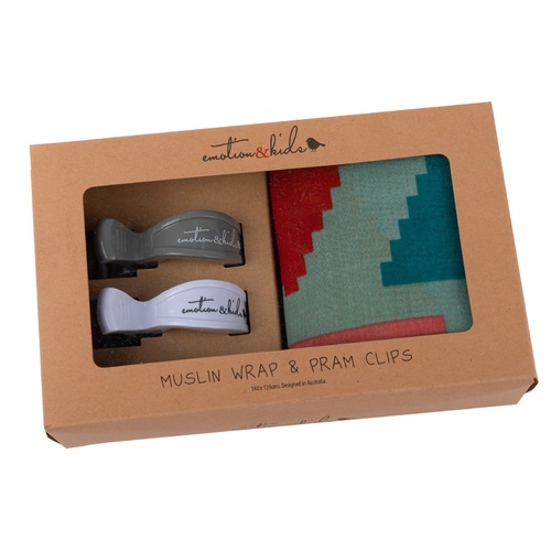 GREEN AZTEC MUSLIN WITH GREY & WHITE CLIPS PACK