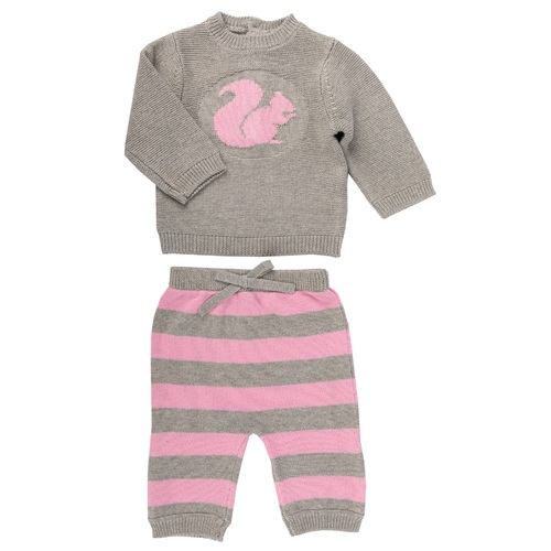 GREY WITH PINK SQUIRREL KNITTED OUTFIT