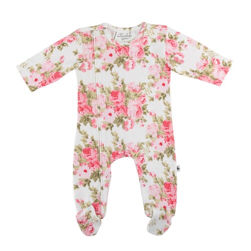 PEONY ROSE FOOTED ROMPER WITH ZIP NEWBORN (0000)