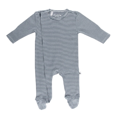 Navy Fine Stripe Zip Outfit with Feet
