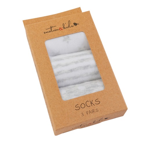 Grey Stripe, Spot & Star Socks 3 Pack