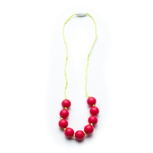 RED BEADS ON CHARTREUSE MISS PENNY NECKLACE